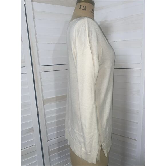 Banana Republic Women's Knit Long Sleeve Cream Sweater Top Blouse Sz Large - Picture 4 of 8